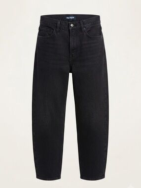 Old Navy High Rise Wow Barrel Leg Jeans Black Wash 8 Balloon Leg